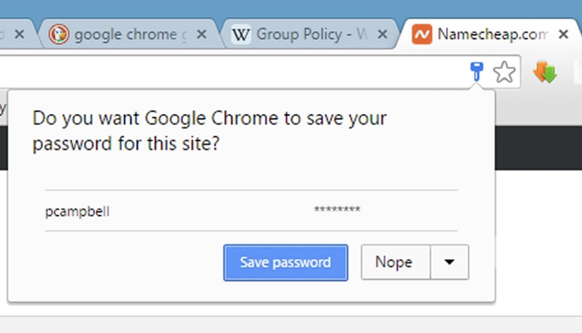 mac chrome save password for a website
